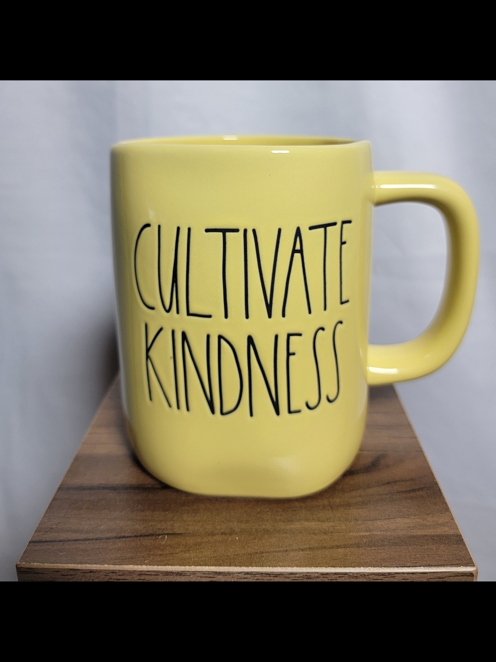 Rae Dunn Yellow 'Cultivate Kindness' Ceramic Mug Rainbow & Heart On Other Side